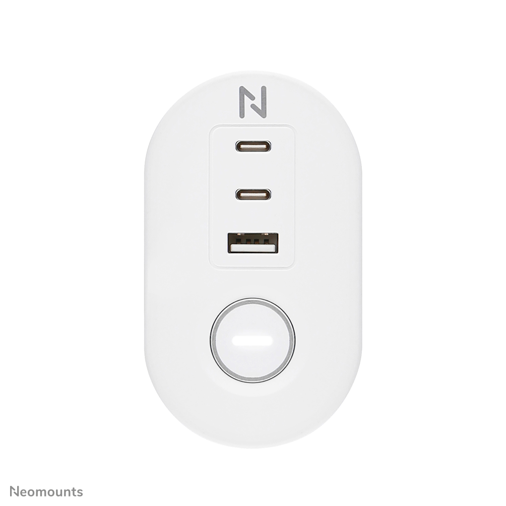 Neomounts DS22-840WH6 Tischsteckdose mit Klemme und USB-C- und USB-A-Anschlüssen - Schnellladung